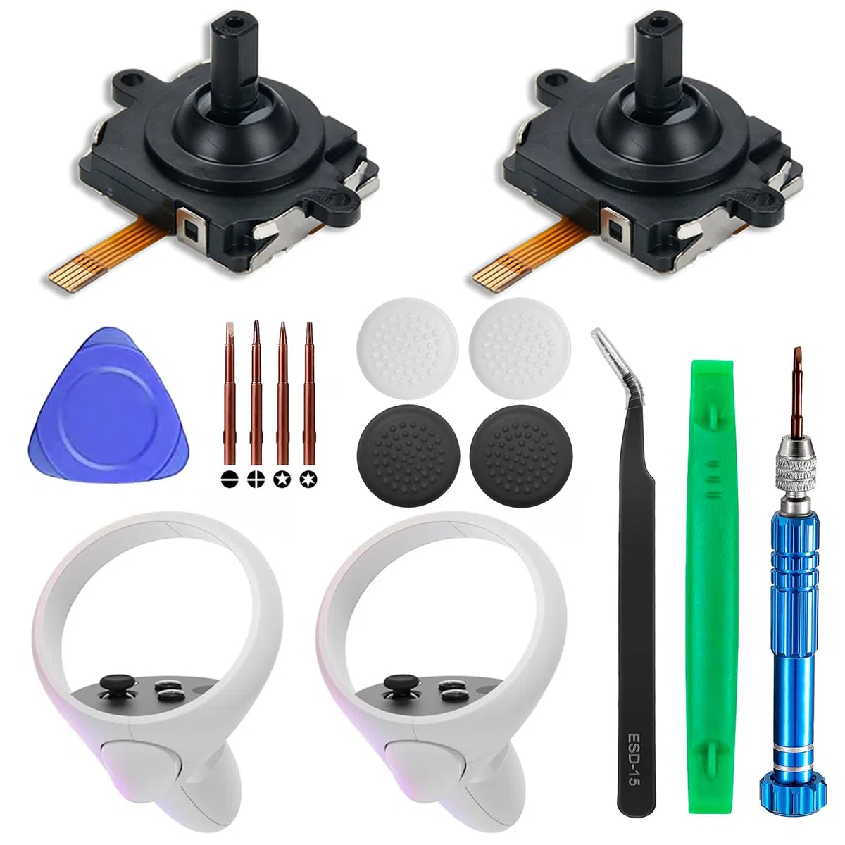 Lot de 2 joysticks de rechange pour manette Oculus Quest 2, kit de réparation de joystick analogique pour Oculus Quest 2