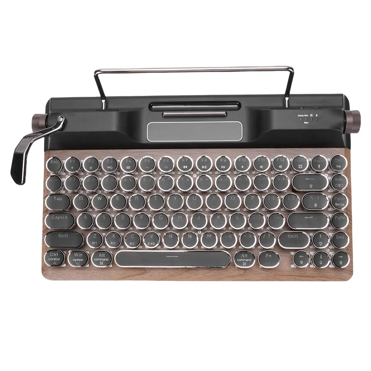 Annadue Clavier Mécanique Rétro de Style Typewriter Backlight RVB 84 Touches Bluetooth 5.0/2.4g / Axe Bleu Filaire Compatible avec PC/Ordinateur Portable/Pad/Téléphonie/Jeu