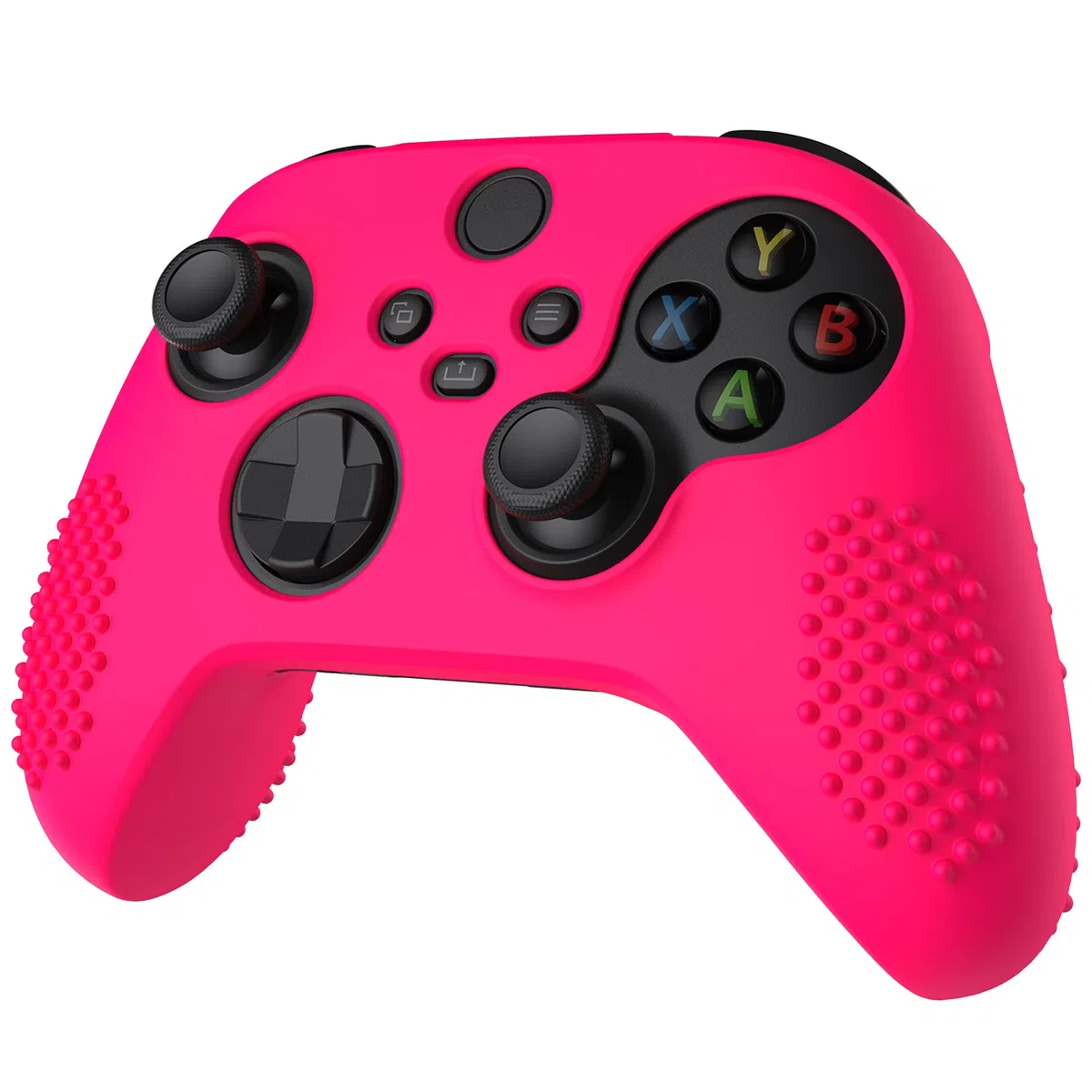 eXtremeRate PlayVital Coque pour Xbox Series X Manette,Housse Protection Silicone avec Capuchon Joystick pour Xbox Series X/S Controller Skin Accessoires-Rose Brillant,Édition Cloutée 3D