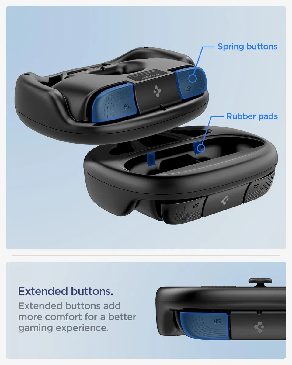 Spigen Lot de 2 Poignée de Volant, Racing Wheel Joy Con Compatible avec Nintendo Switch 2 Joy-Con (2025) - Noir
