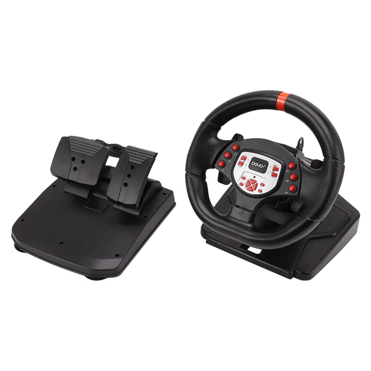 Fockety Volant de Course de Jeu, Volant de Course USB Universel à 180 Degrés avec Pédales, Double Retour de Moteur, Volant de Course PC pour 360, pour PS3, pour Switch, TV Box