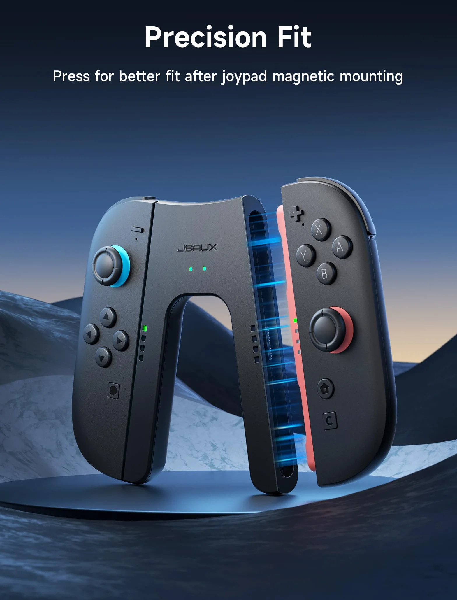 JSAUX Poignée de Chargement pour Switch 2, Manette Magnétique Compatible avec les JoyCon de Switch 2, Jouez Tout en Chargeant avec Indicateur LED & Câble de Charge 1,5m/4,9ft - Noir