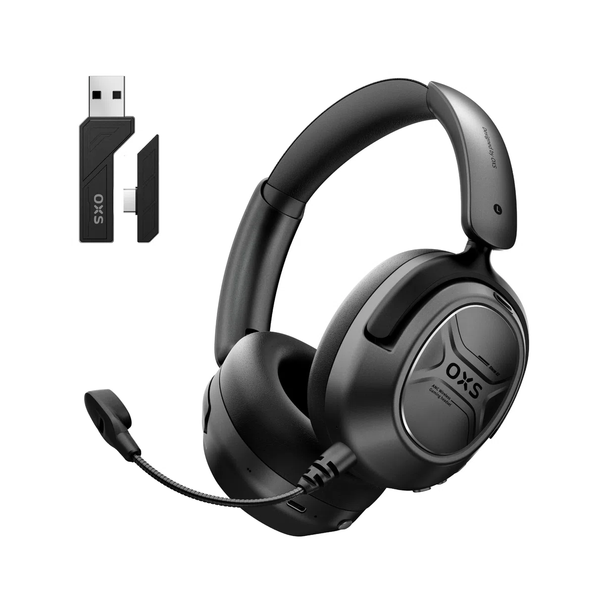 OXS Storm A2 Casque de Jeu sans Fil, Suppression Active du Bruit, Bluetooth 5.4 & 2,4GHz à Faible Latence, Double Mode d'Égalisation, Autonomie de 70H, pour PC, PS4, PS5, Switch et Mobile, Noir
