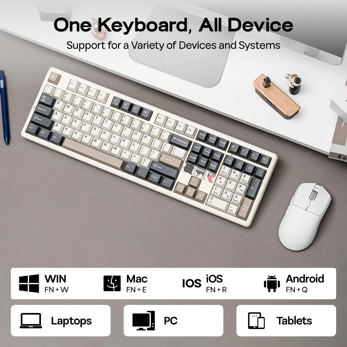 EPOMAKER X Aula F108 Pro V2 Clavier Gamer Mécanique sans Fil, Écran Pixel