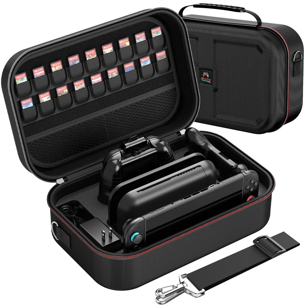 HEYSTOP [8 pièces] Étui pour Nintendo Switch 2 Protection Housse de Voyage Rigide et Portable avec Grande Capacité de Stockage et 18 Emplacements pour Cartes de Jeu pour Switch 2 et Accessoires