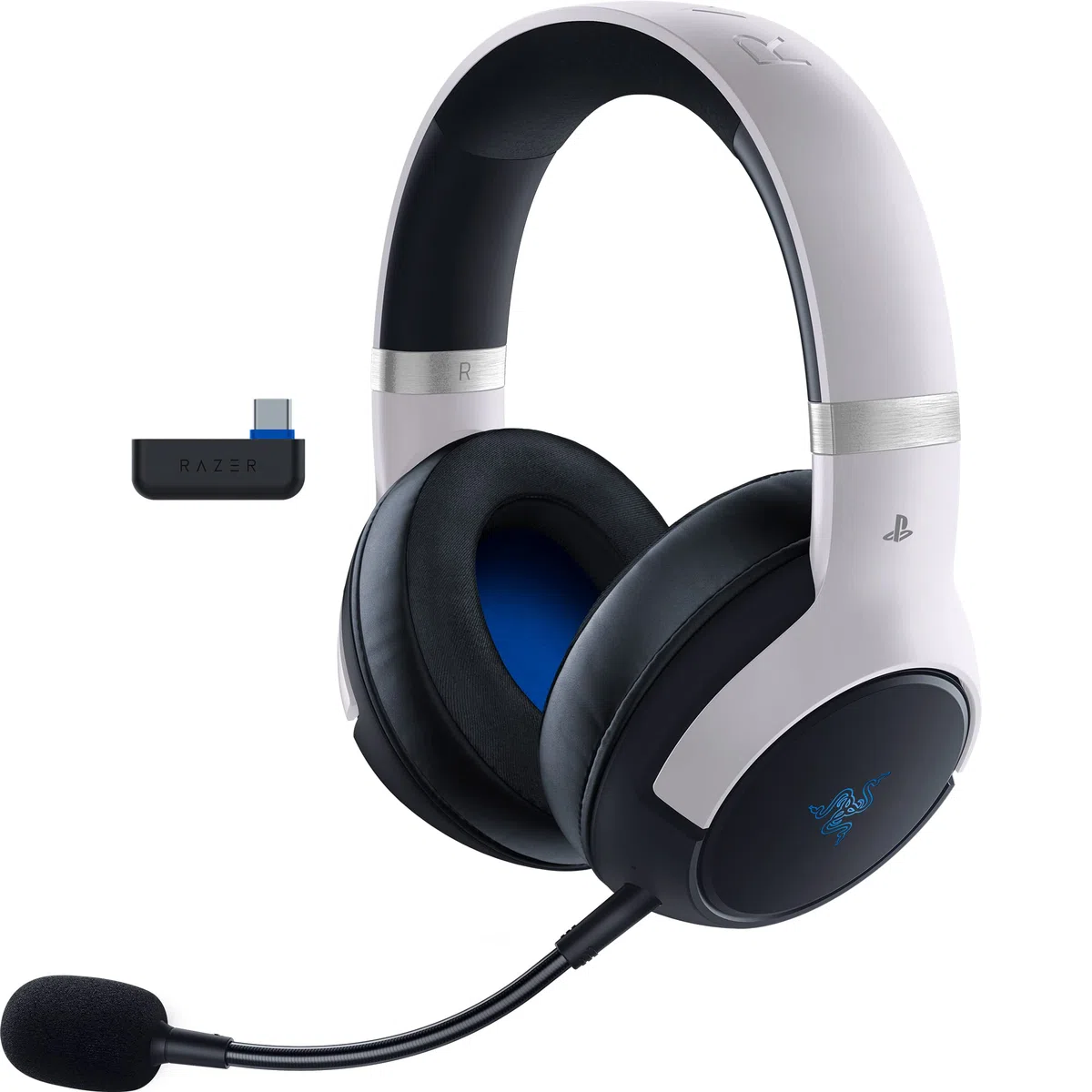 Razer Kaira Pro HyperSpeed Casque de jeu sans fil Haptics pour Playstation 5/PS5, PS4, PC, mobile : pilotes titane 50 mm – Micro hybride – Bluetooth à faible latence – Batterie de 30 heures – Blanc et