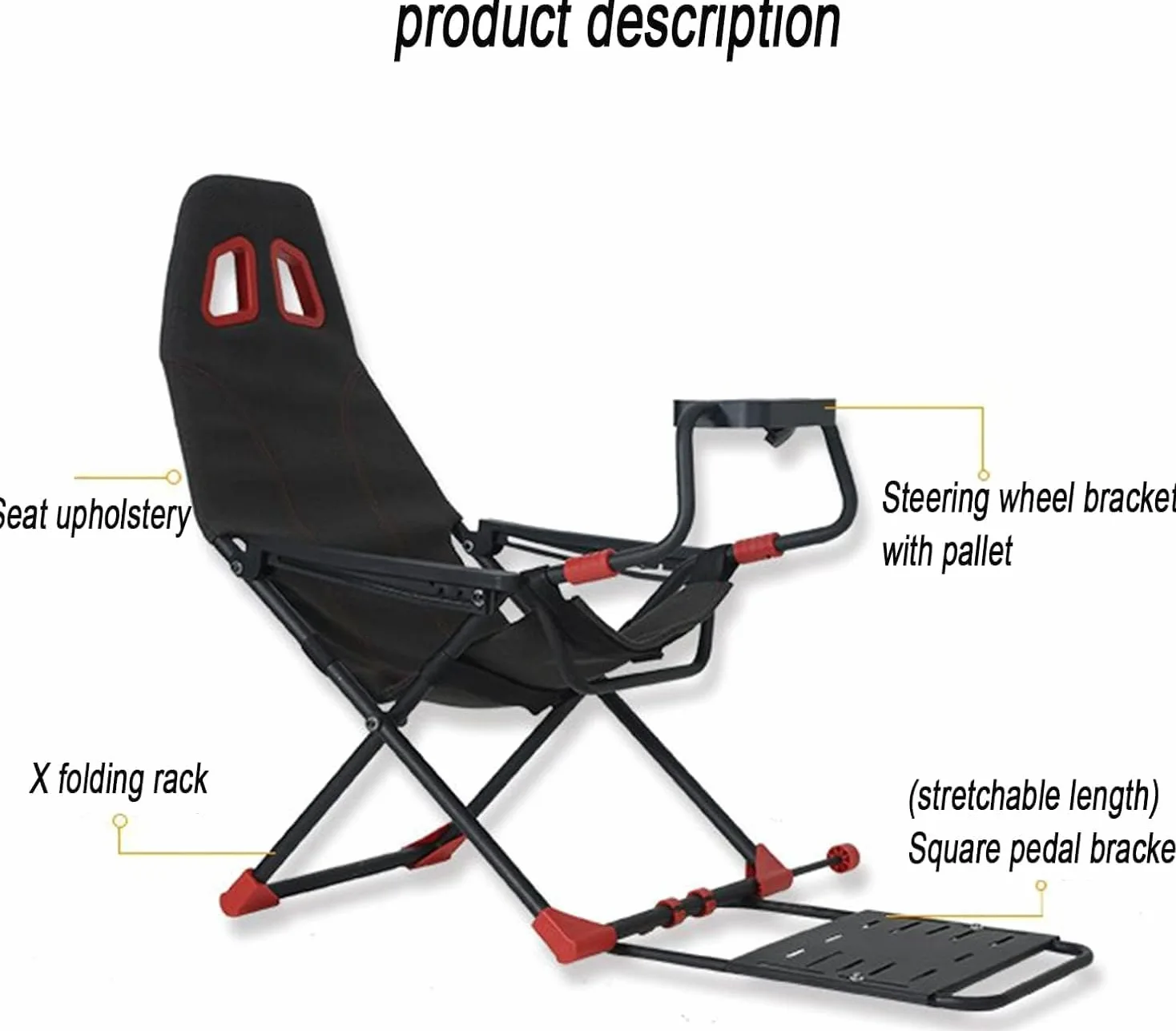 Cockpit simulateur de course réglable avec siège ergonomique, support de roue pliable pour PC, PS4, PS5, Xbox Series X