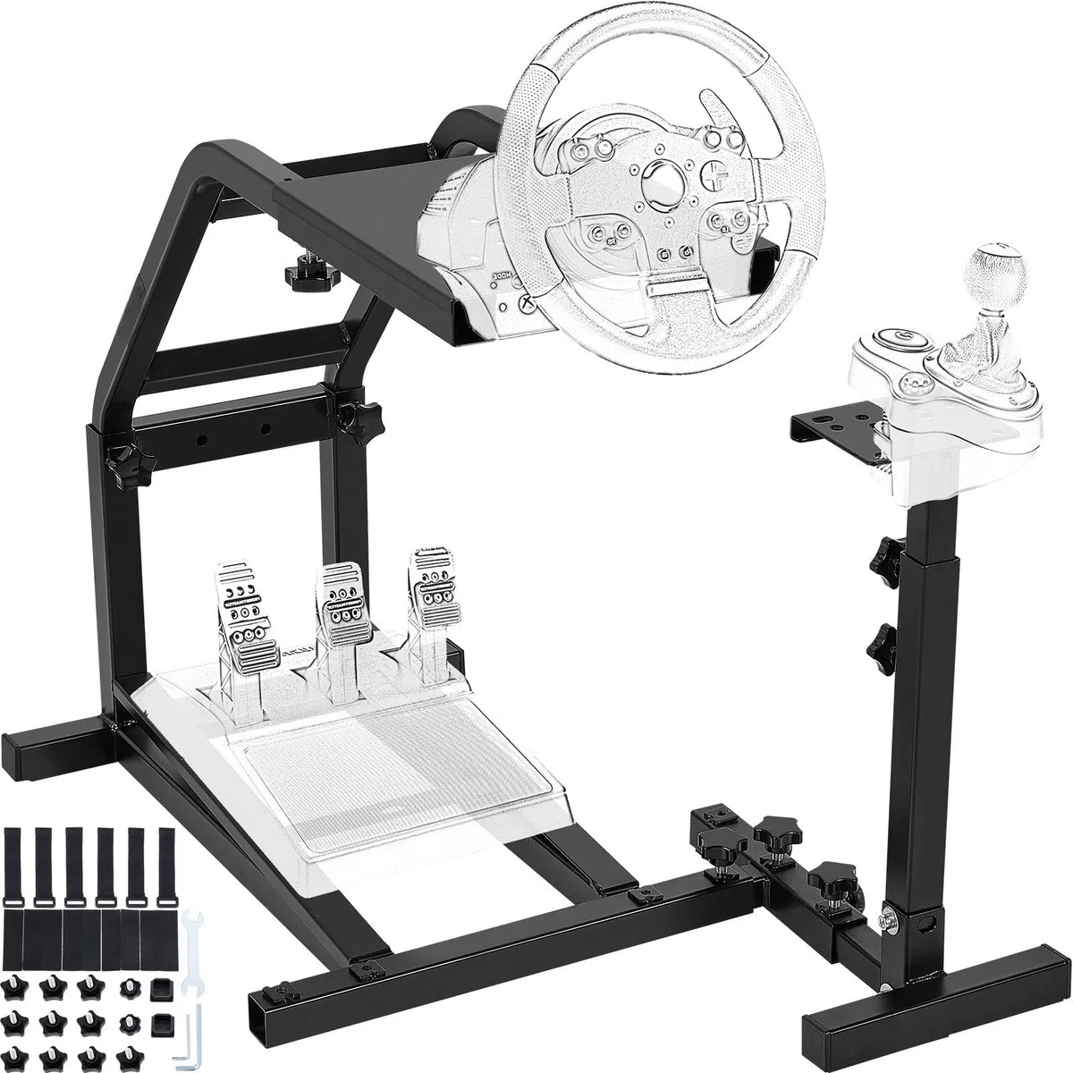 ZHIMAI Suport De Roue De Course RéGlable En Hauteur Avec Ajustement Pour Roue De Course Logitech G25, G27, G29, G920 Et PéDales Non Inclus