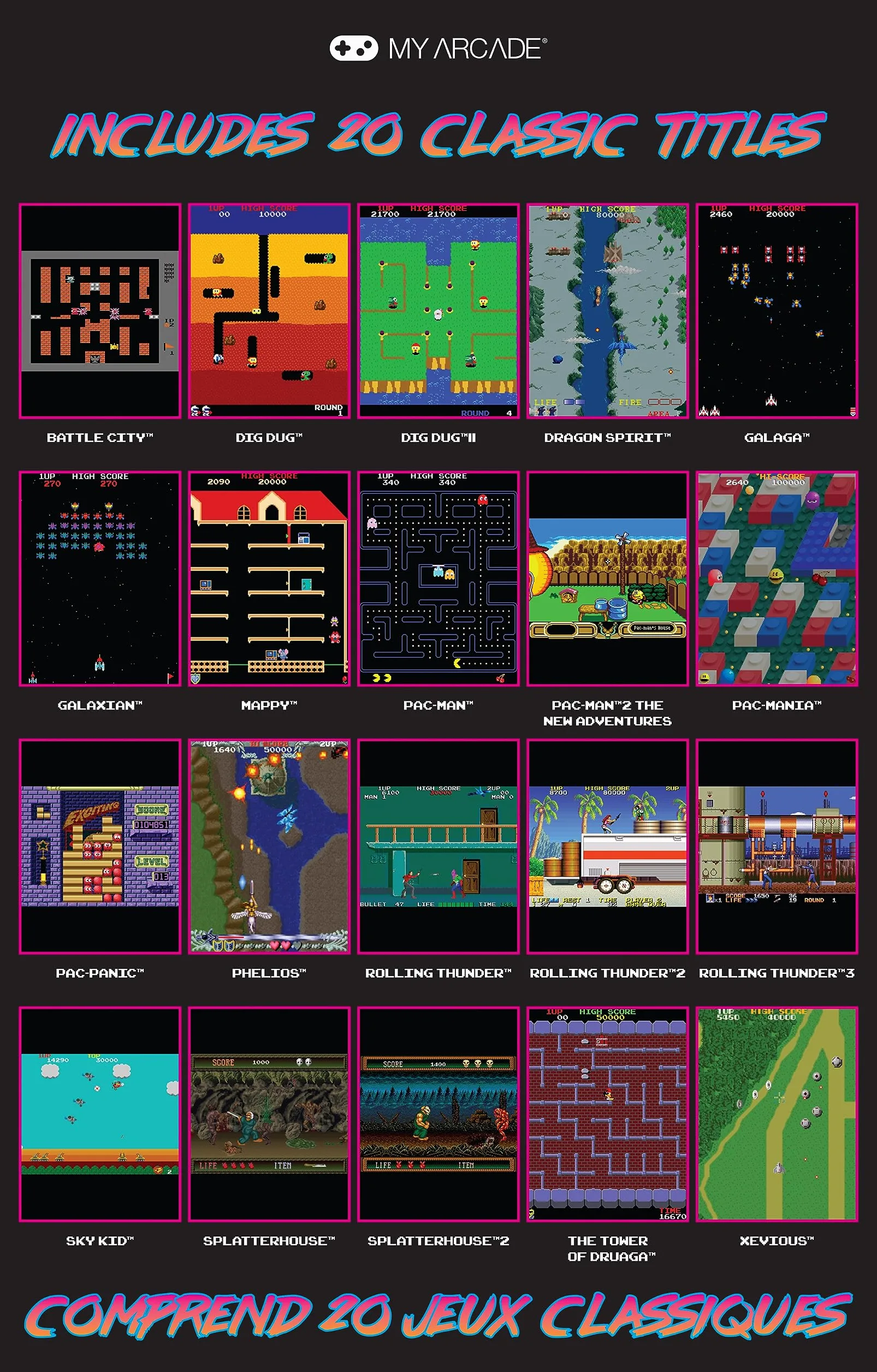 MY ARCADE - Mini Player Bandai Namco Museum Hits - Mini Borne Retro - 20 Jeux en 1