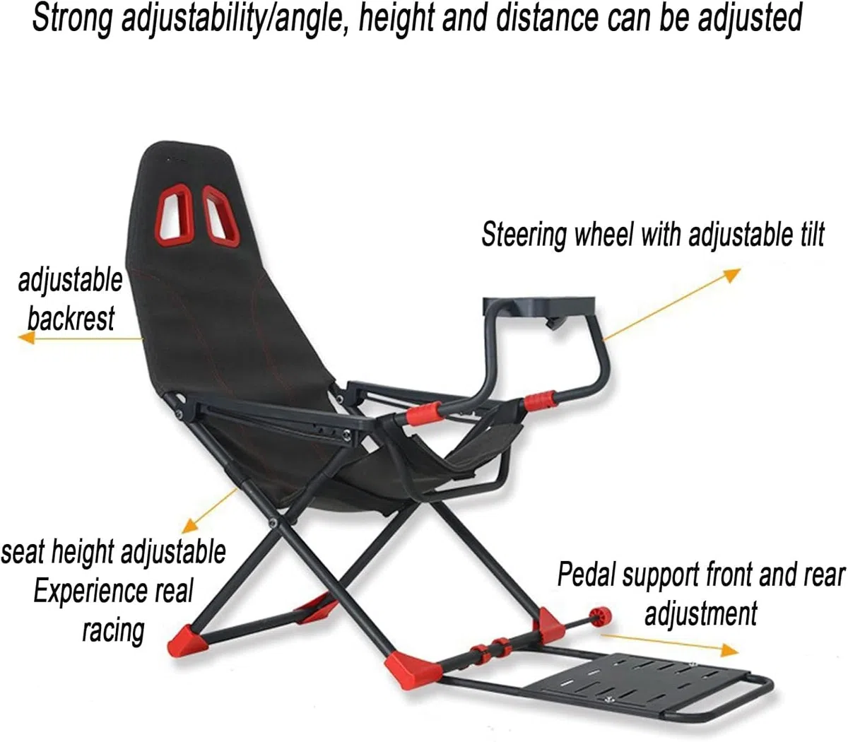 Simulateur de course réglable avec siège pliable compatible avec Xbox One PS4 PC