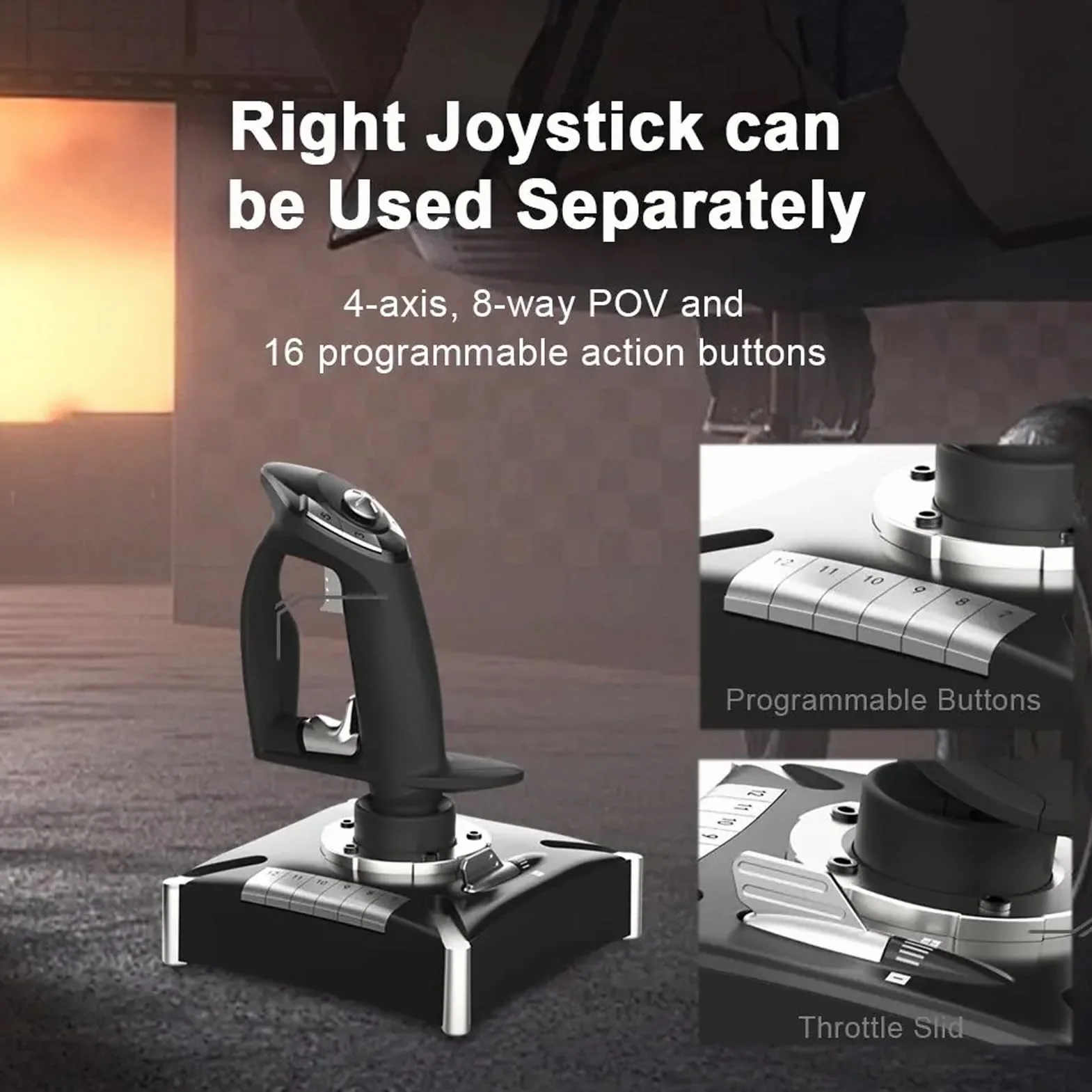 Joystick de Vol, Contrôle du Simulateur de Vol avec Deux Vibrations et Tasses de Succes