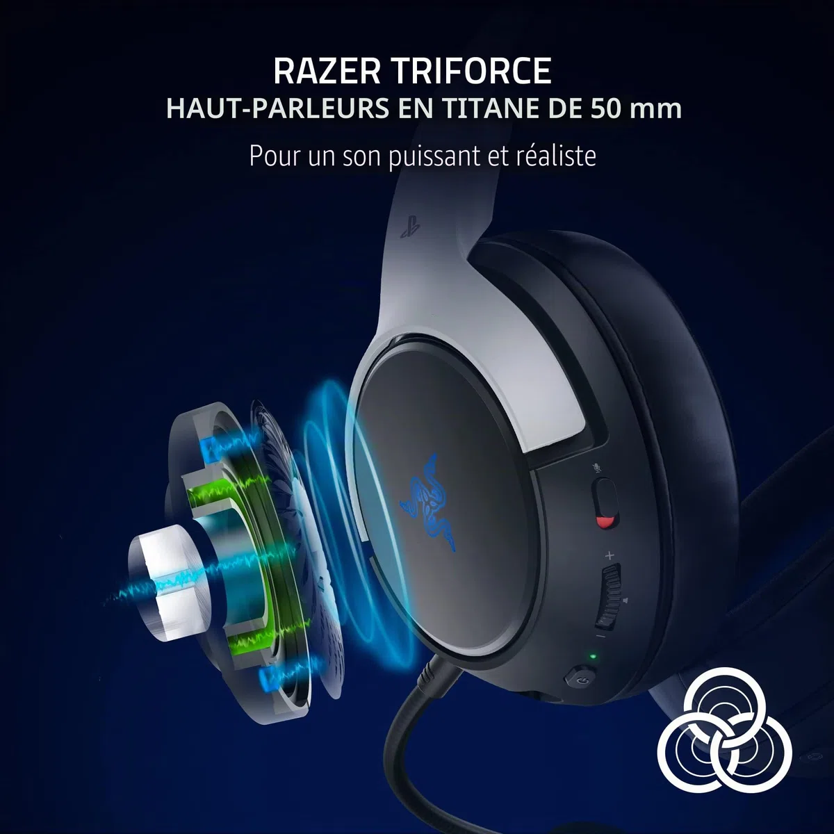 Razer Kaira Pro HyperSpeed Casque de jeu sans fil Haptics pour Playstation 5/PS5, PS4, PC, mobile : pilotes titane 50 mm – Micro hybride – Bluetooth à faible latence – Batterie de 30 heures – Blanc et
