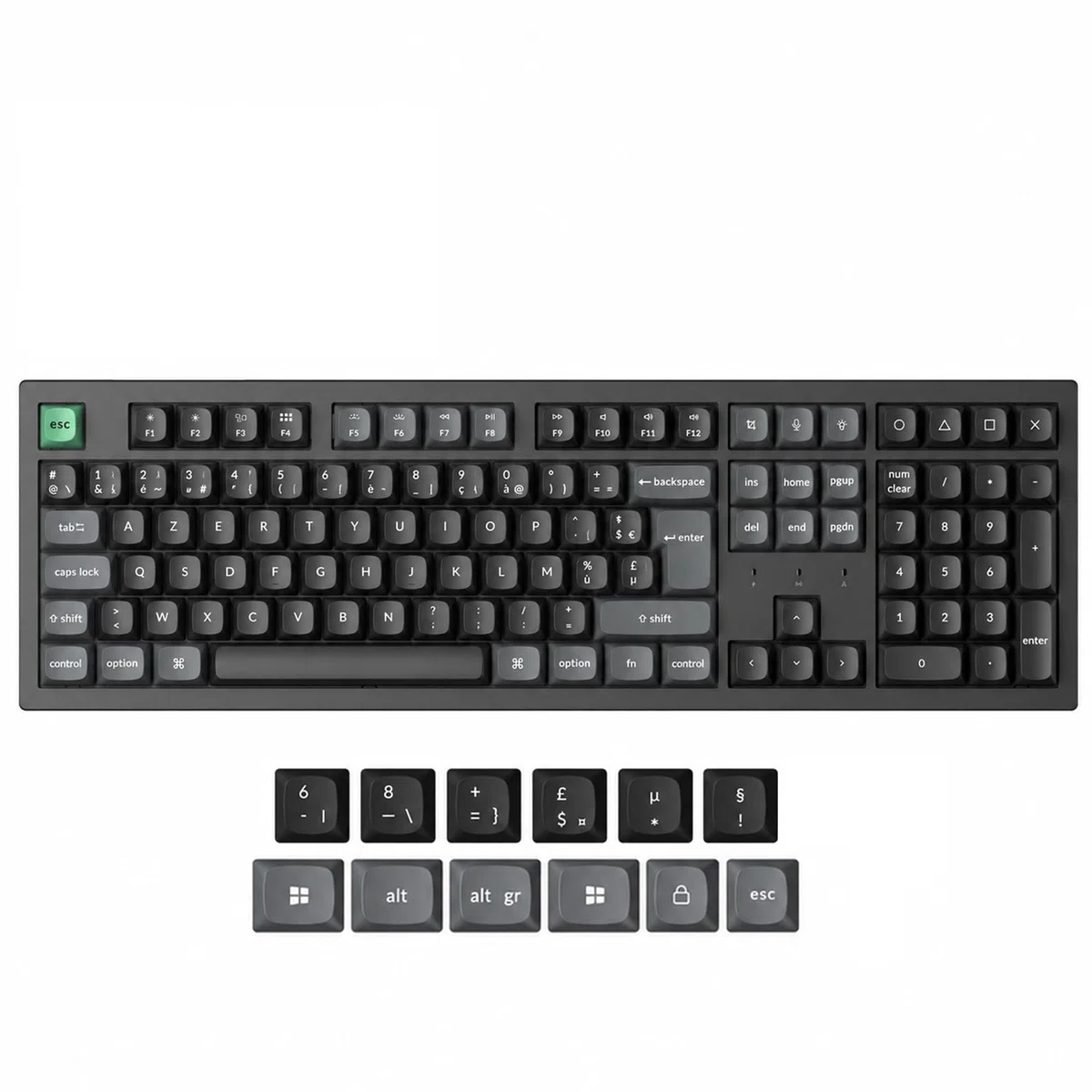 Keychron K10 Ultra 8K Clavier Mécanique sans Fil 100% Layout, 2.4G/Bluetooth/Filaire, Touches PBT OSA, RGB Personnalisable, Switches Rouges Apex Hot-Swap pour Mac/Windows/Linux (Disposition AZERTY)