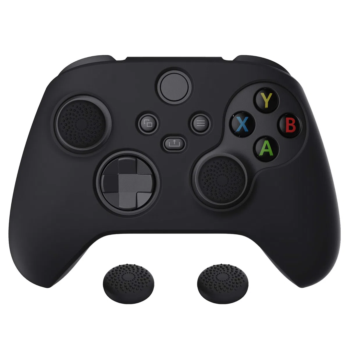 PlayVital Coque pour Xbox Series X S Manette Protection Accessoires,Housse Silicone avec Capuchon Joystick,Cover Skin pour Xbox Series X S Controller Grip-Noir,Pure Série