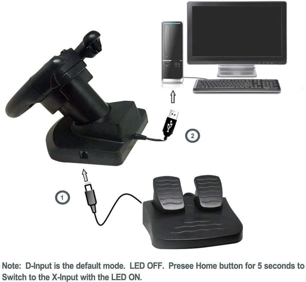 Volant de Jeu pour PC, Volant de Course, contrôleur de Manette de Jeu Compatible avec contrôleur de Conduite simulé PS3/PC, Direction de Jeu par Vibration