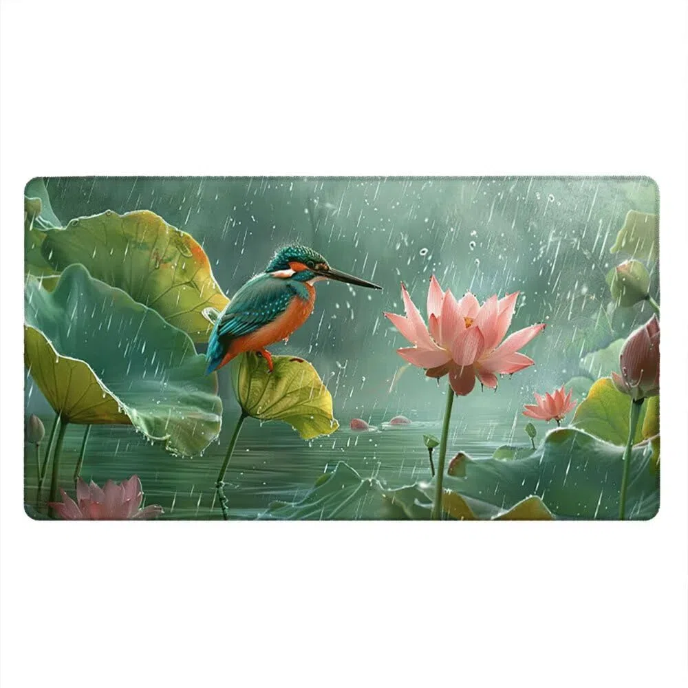 Grand Tapis de Souris Jeu XXL 1800x900x3mm avec Bords Cousus, Base en Caoutchouc Naturel antidérapant Durable, Tapis de Clavier Lavable, Les Jeux, la Maison Le Bureau, Hummingbird Lotus Fleur xR6-176