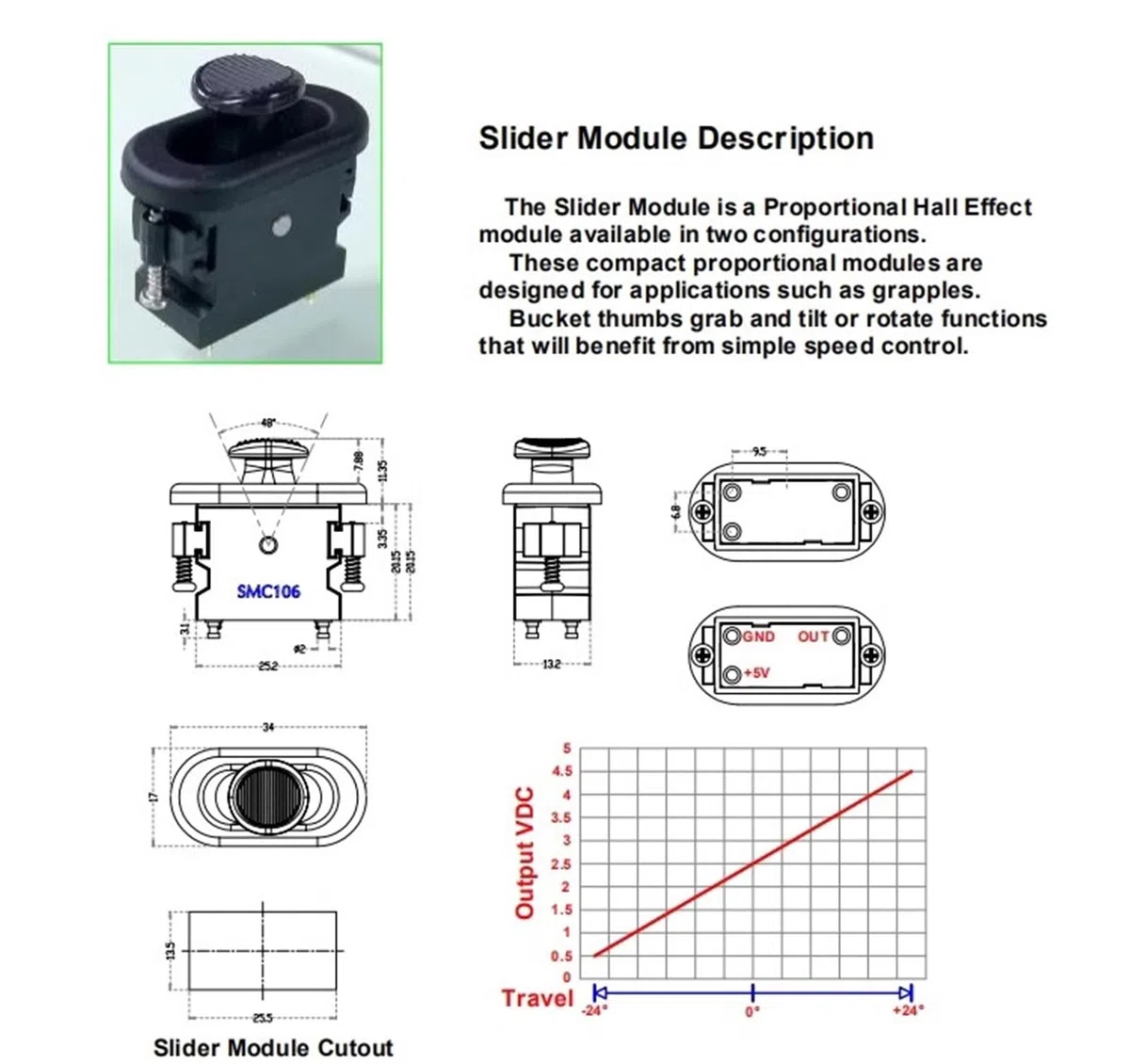 Manette Joystick, Poignée À Capuchon Rond En Forme De Bateau SMC106A Avec Réinitialisation Automatique Intégrée,pour le générateur d'images(3-speed hold - 5V output 0.5-4.5V)