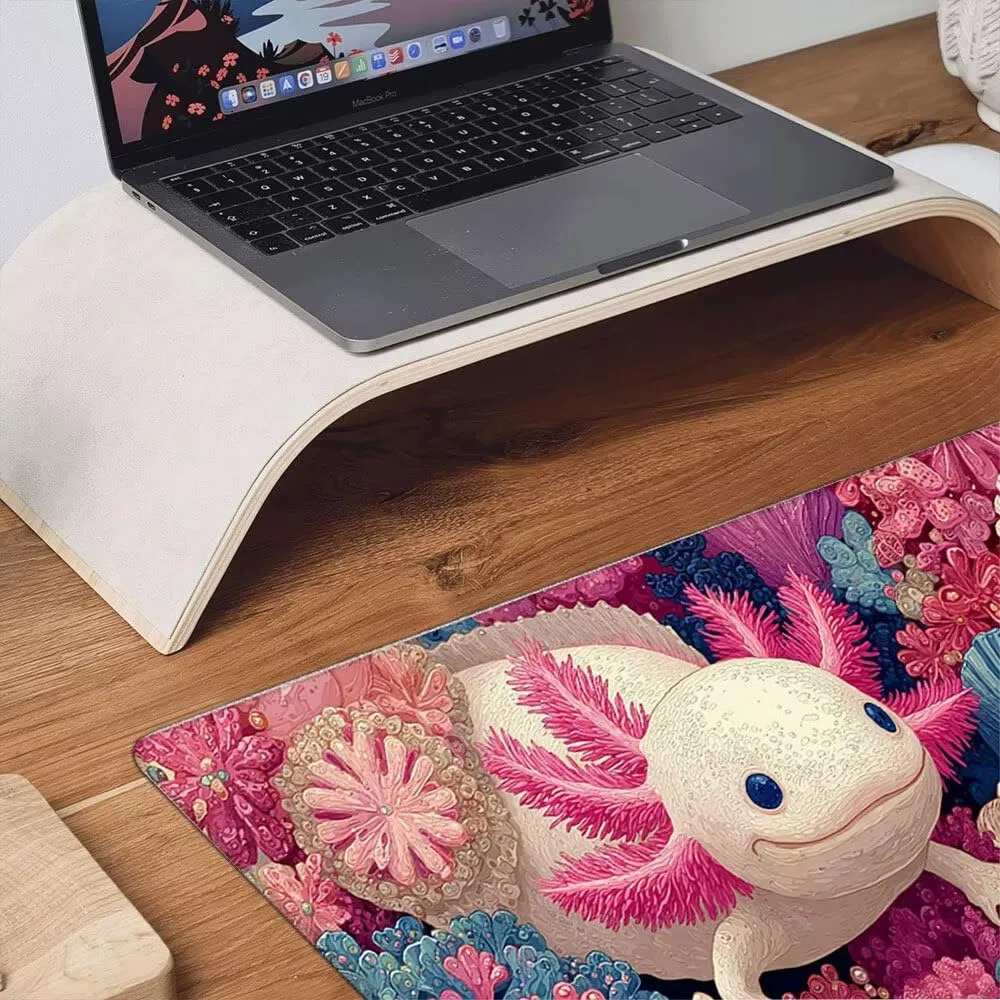 Grand Tapis de Souris Jeu XXL 1800x900x3mm avec Bords Cousus, Base en Caoutchouc Naturel antidérapant Durable, Tapis de Clavier Lavable, Les Jeux, la Maison Le Bureau, Hexagone Dinosaure Rose xR6-464