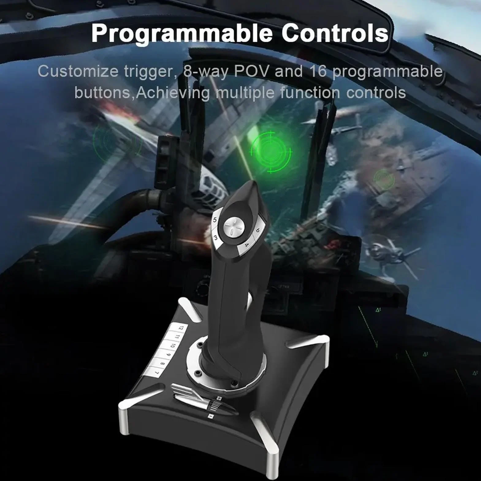 Joystick de Vol, Contrôle du Simulateur de Vol avec Deux Vibrations et Tasses de Succes