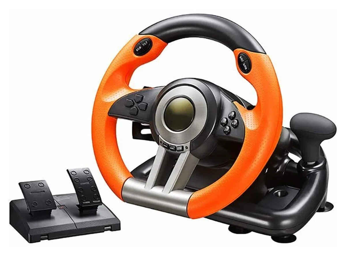 Jeu de Volant PC Jeu d'ordinateur Simulation de Volant Simulation de Course Voiture d'école de Conduite avec pédales et Plaque d'entraînement pour PC/PS3/PS4