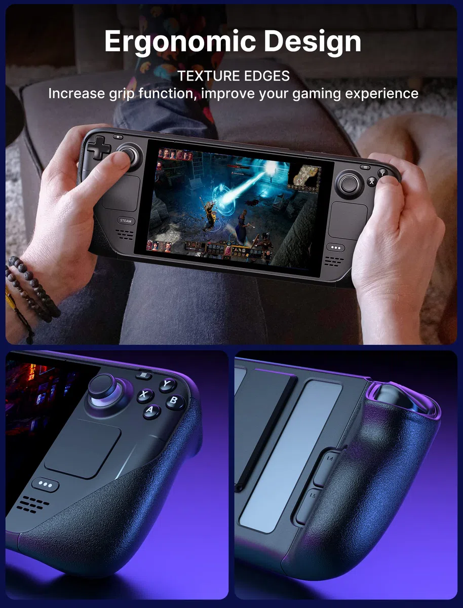 JSAUX Kickstand Case Compatible avec Steam Deck/OLED, PC0105 Upgrade The Adjustable Angle Stand Steam Deck Cover Coque de Protection TPU, Amortisseur, Conception antidérapante et Anti-Rayures