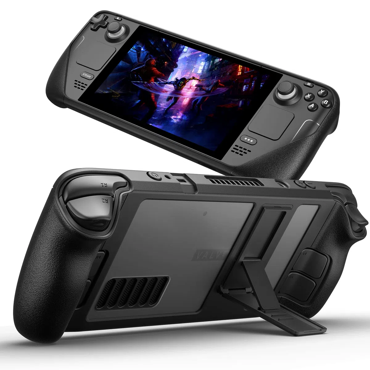 JSAUX Kickstand Case Compatible avec Steam Deck/OLED, PC0105 Upgrade The Adjustable Angle Stand Steam Deck Cover Coque de Protection TPU, Amortisseur, Conception antidérapante et Anti-Rayures