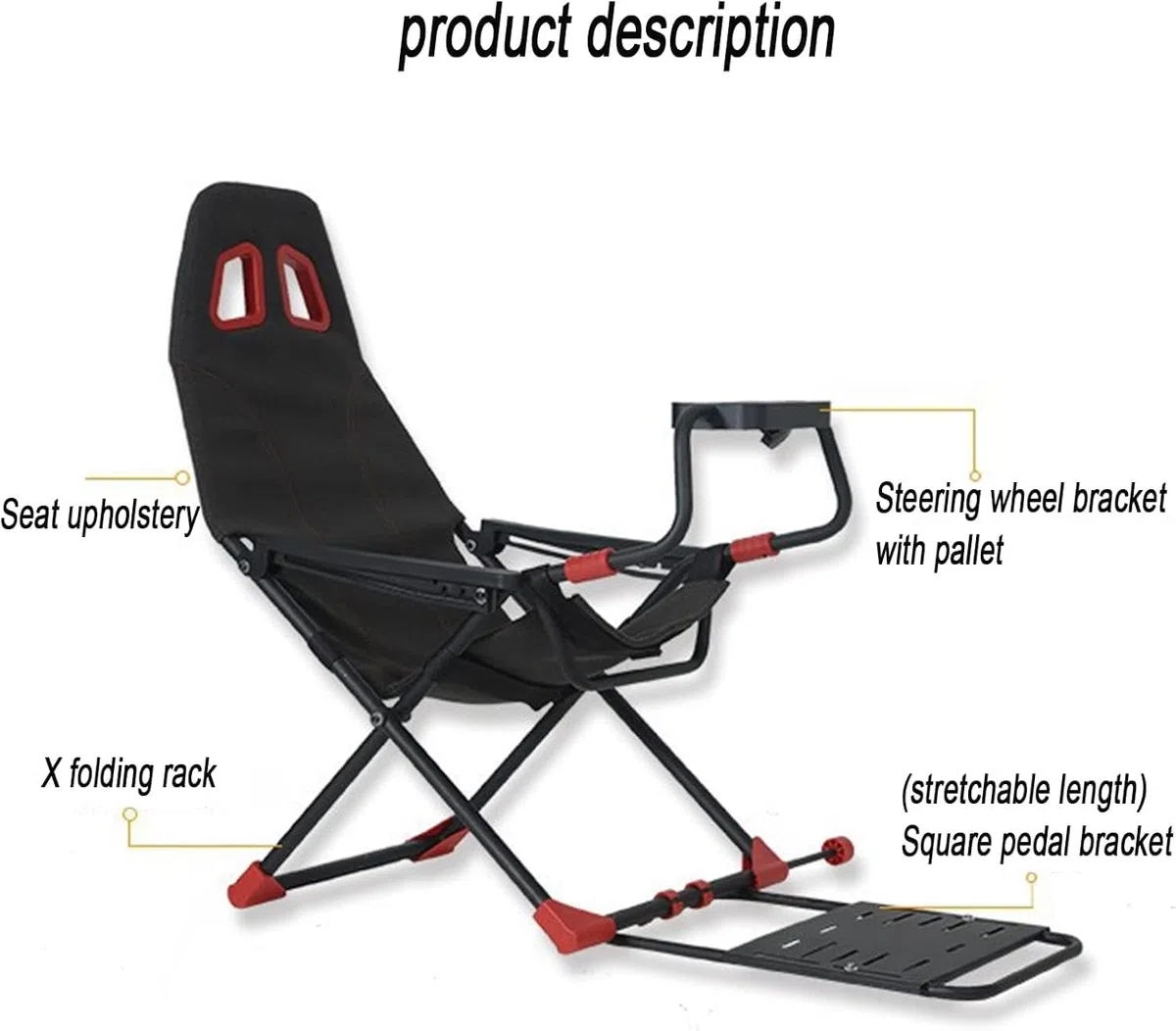 Simulateur de course réglable avec siège pliable compatible avec Xbox One PS4 PC