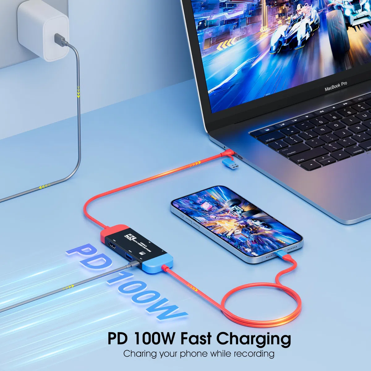 Carte de capture vidéo 4K USB C 2K 30 Hz 1080p 60 fps enregistrement 100 W PD Power Delivery compatible avec Switch/Steam Deck/Legion Go/Game Handheld/ROG Ally/Quest 3/iPad/ordinateur portable/MacBook