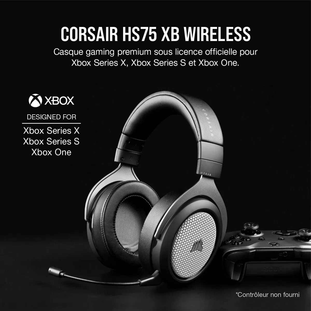 Corsair HS75 XB Wireless Casque Gaming pour Xbox Series X et Xbox One (Connexion Directe sans Adaptateur sans Fil, Technologie Dolby Atmos Immersive, Microphone Unidirectionnel) Noir