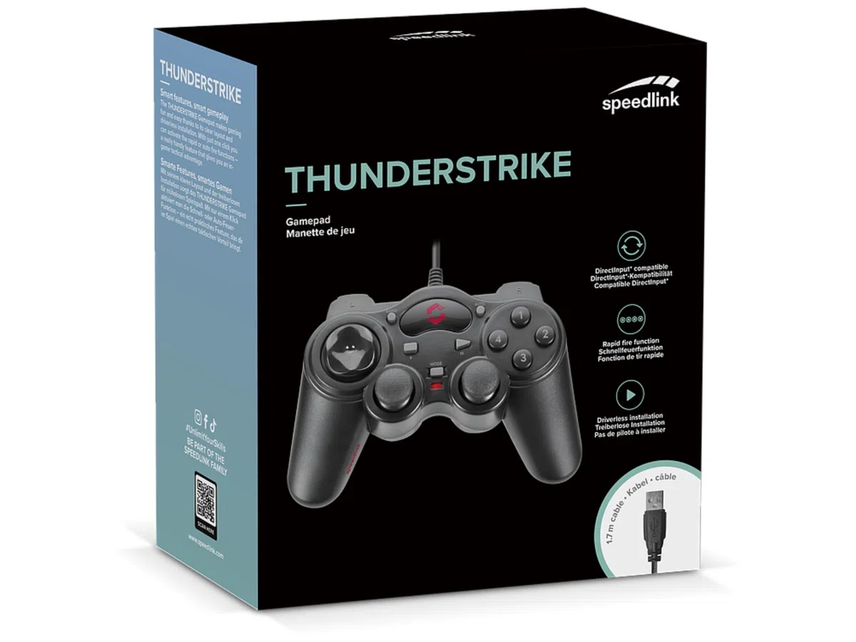 Speedlink Thunderstrike Manette pour Ordinateur (Fonction de Tir Rapide et automatique, Contrôleur USB pour PC)