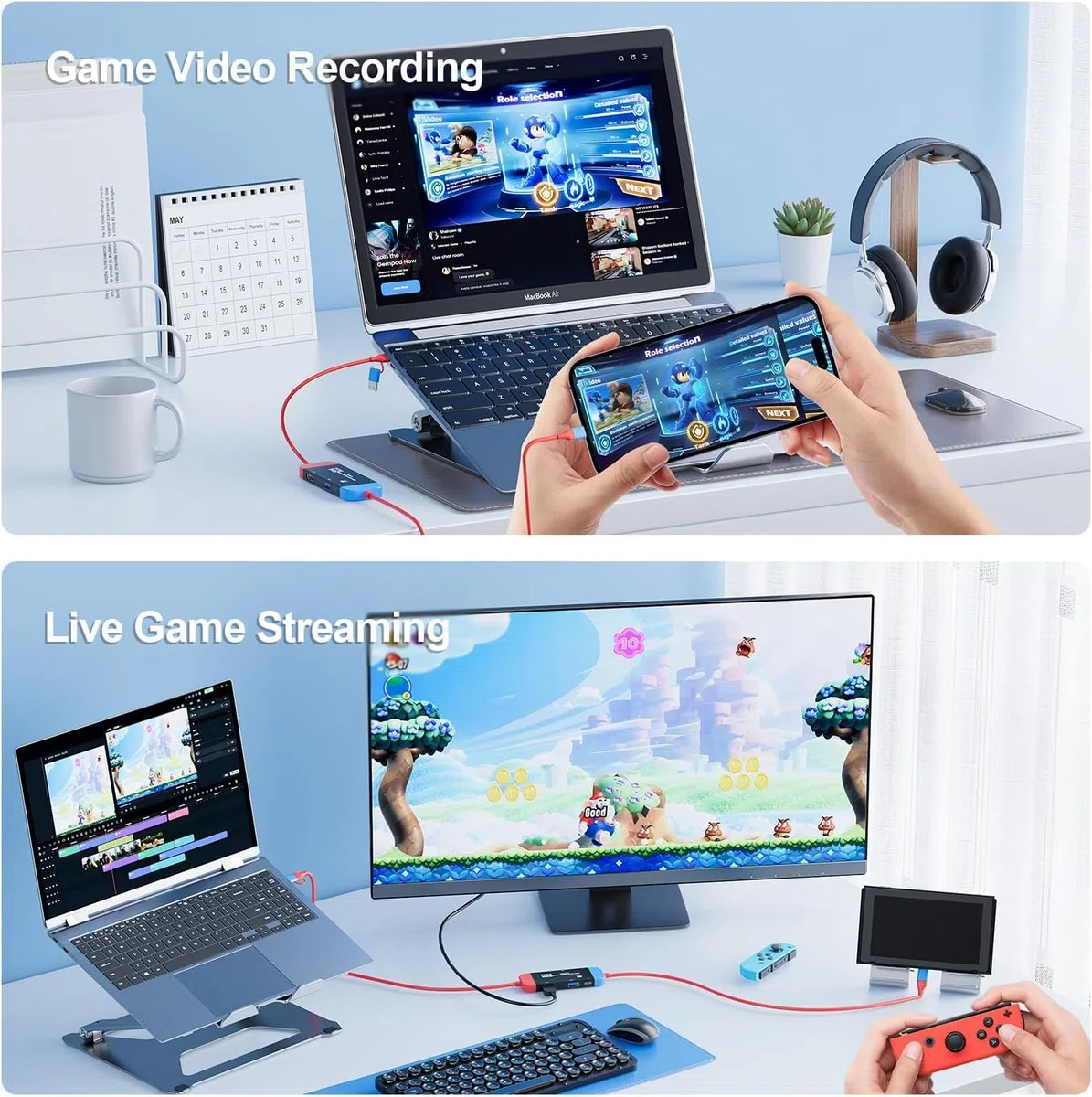 Carte de capture vidéo 4K USB C 2K 30 Hz 1080p 60 fps enregistrement 100 W PD Power Delivery compatible avec Switch/Steam Deck/Legion Go/Game Handheld/ROG Ally/Quest 3/iPad/ordinateur portable/MacBook