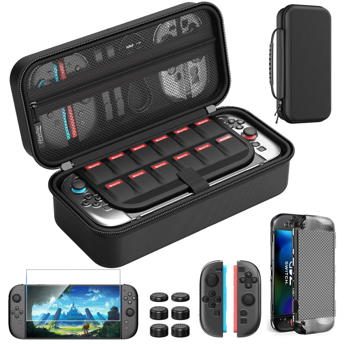 HEYSTOP [30 pièces] Étui pour Nintendo Switch 2, Kit d'accessoires Switch avec Protection Housse de Voyage Portable Rigide et Protecteur avec Coque Switch 2 Film Trempé Switch 2 Accessoires