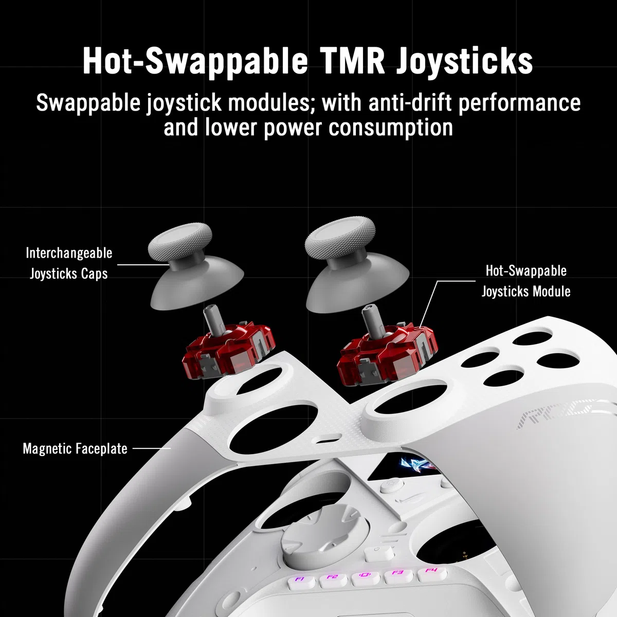 ASUS ROG RAIKIRI II PRO PC WL White Controller - TMR Joystick, 8000Hz, OLED