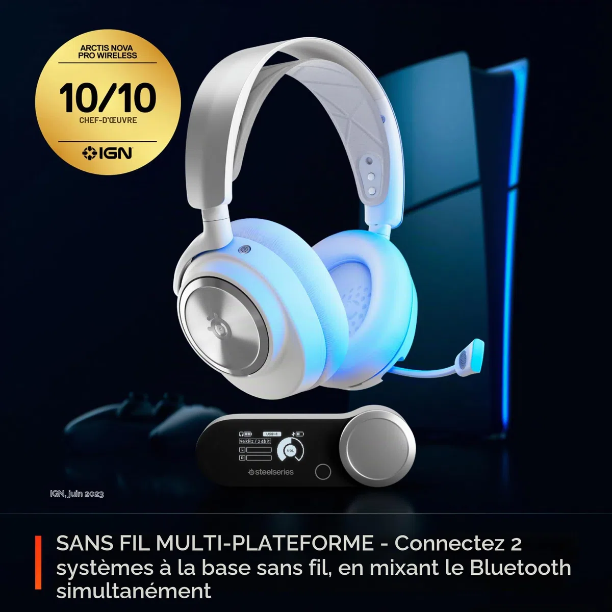 SteelSeries Arctis Nova Pro Wireless P Auriculares Gaming Inalámbricos Blancos Para PC/PS5