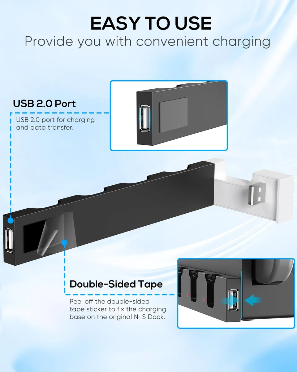 FYOUNG USB Chargeur Compatible avec Manette pour Switch & OLED Model, Support de Station de Charge pour Manettes avec LED Indicateur - Blanc