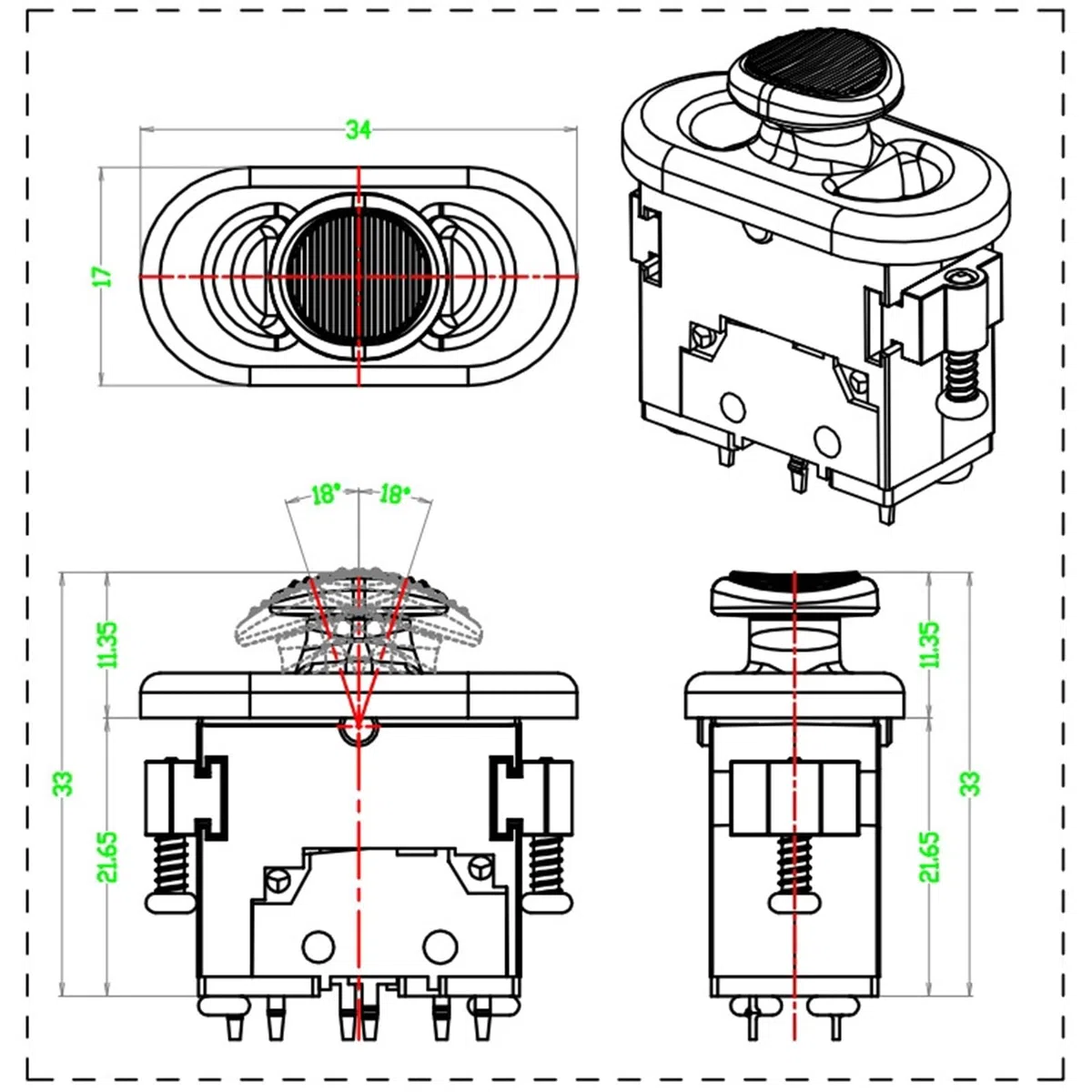 Manette Joystick, Poignée À Capuchon Rond En Forme De Bateau SMC106A Avec Réinitialisation Automatique Intégrée,pour le générateur d'images(3-speed hold - 5V output 0.5-4.5V)