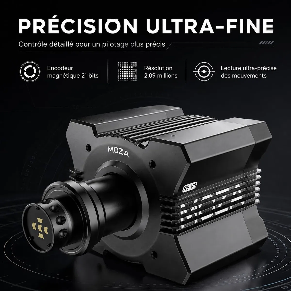 MOZA R9 V3 Base Direct Drive PC Simracing 9 Nm avec Retour de Force