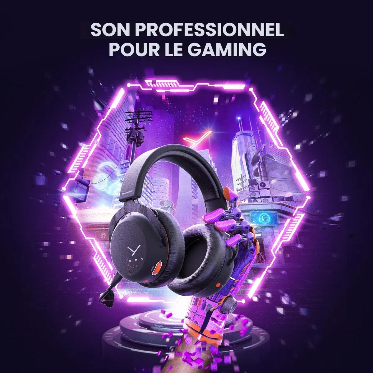 beyerdynamic MMX 200 Casque de jeu sans fil gris avec microphone, casque sans fil avec dongle USB, convient pour PC, Xbox, Playstation et Nintendo Switch, 730076