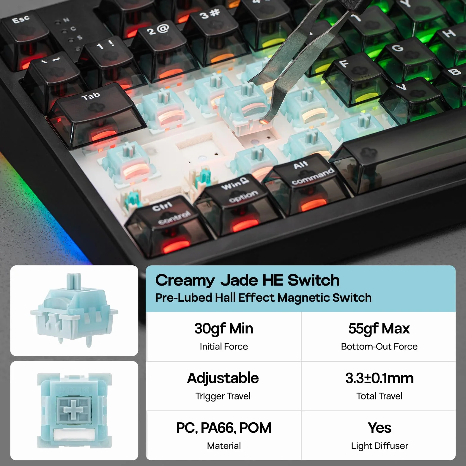 EPOMAKER HE108 Clavier Gaming sans Fil, Interrogation 8K & 10000mAh,RVB
