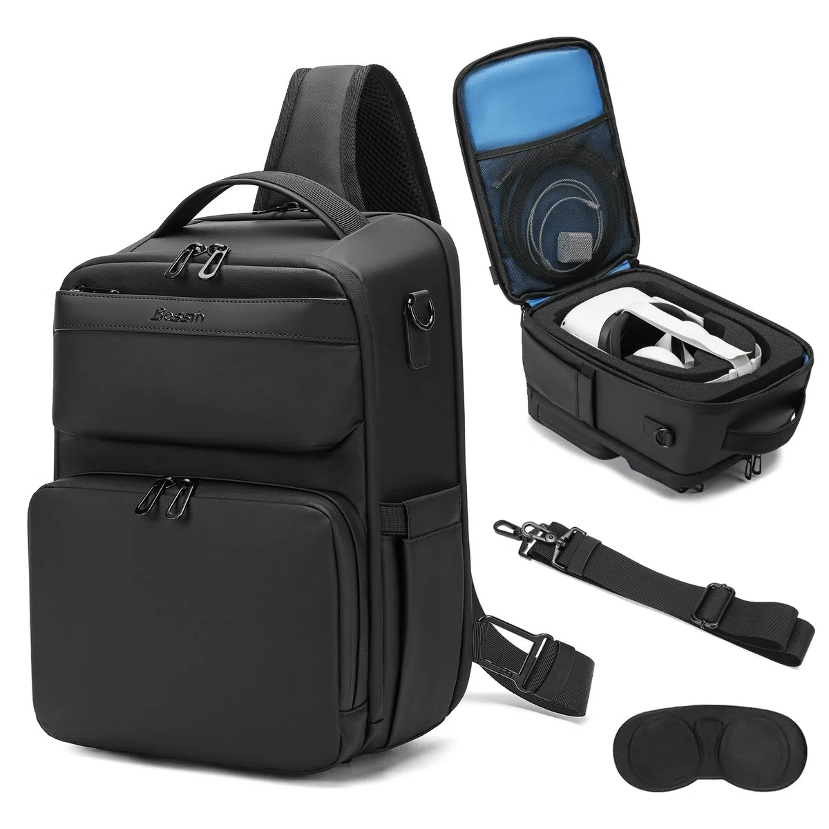 BOSSTIN Étui de transport pour Oculus Meta Quest 2 3 Vision Pro Travel Storage VR Casque (Noir)