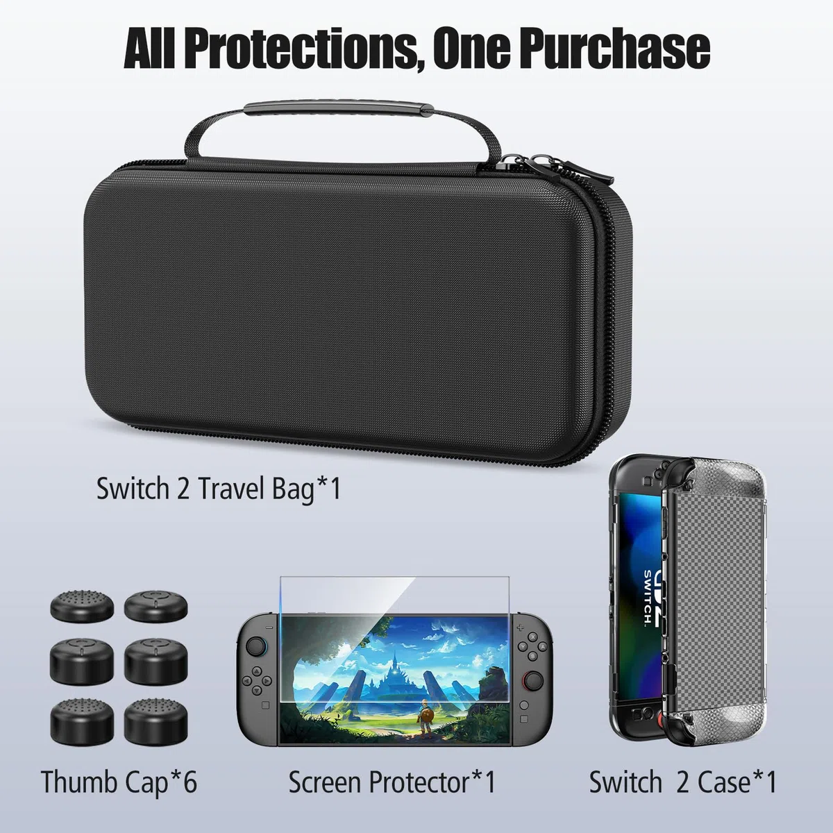 HEYSTOP [30 pièces] Étui pour Nintendo Switch 2, Kit d'accessoires Switch avec Protection Housse de Voyage Portable Rigide et Protecteur avec Coque Switch 2 Film Trempé Switch 2 Accessoires