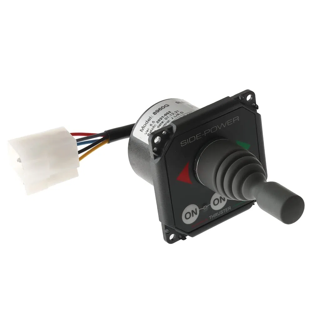 Panneau de commande joystick, avec marche/arrêt, 12/24 V (gris, simple)