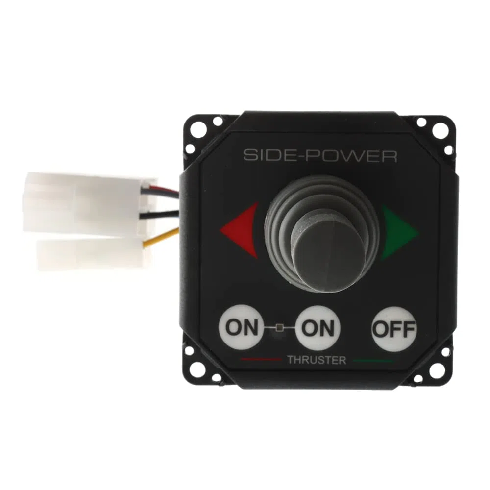 Panneau de commande joystick, avec marche/arrêt, 12/24 V (gris, simple)