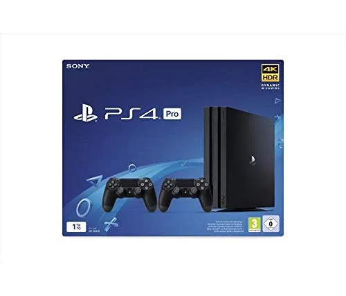 Sony Console PlayStation PS4 Pro Jet Black, 1 to + 2 Commandes DUALSHOCK