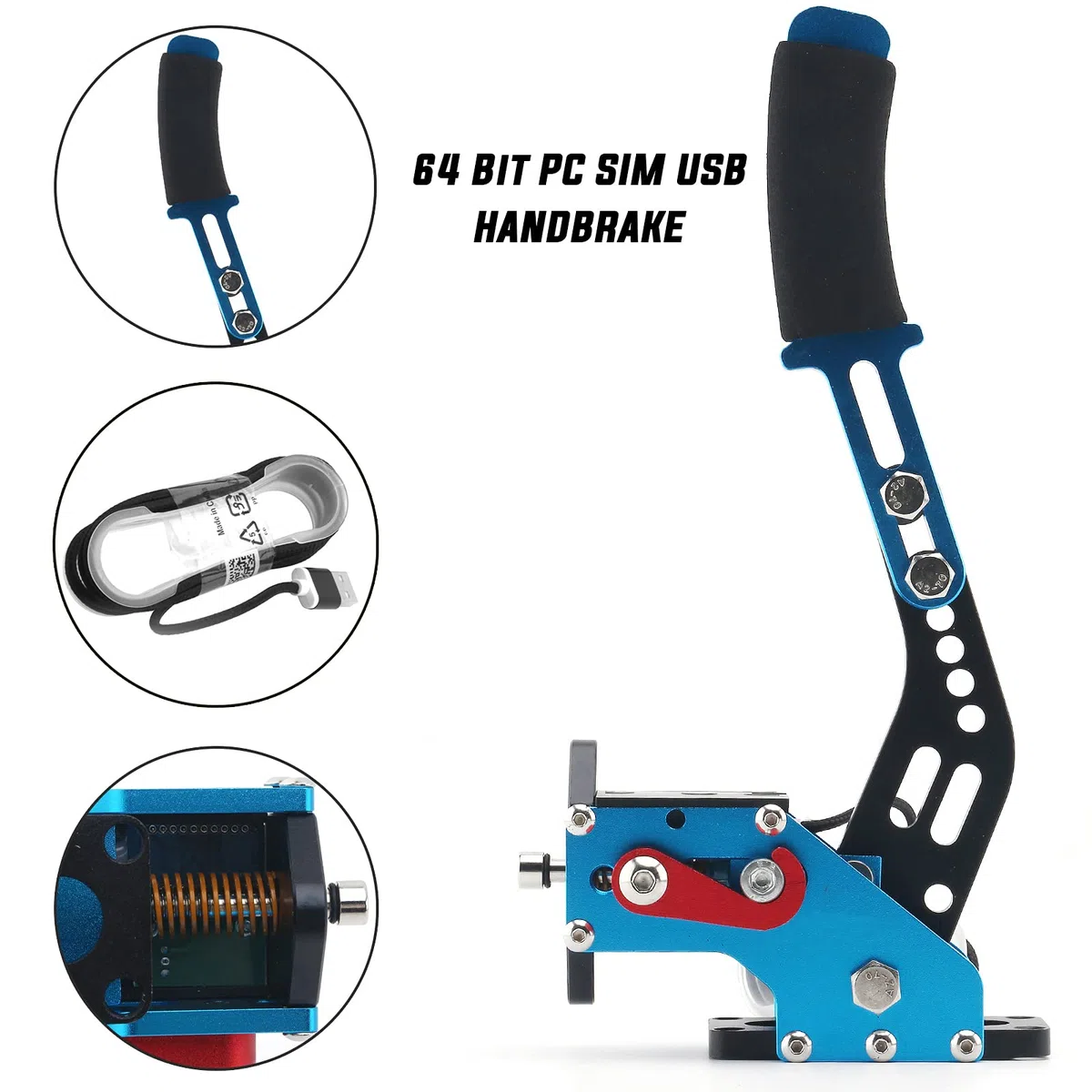 muge racing FANATECOSW LFS DIRT RALLY.2 Frein à main USB 64 bits PC USB avec pince pour jeux de course SIM Logitech G27 G25 G29 T500 T300 FANATECOSW LFS DIRT RALLY.2 Bleu