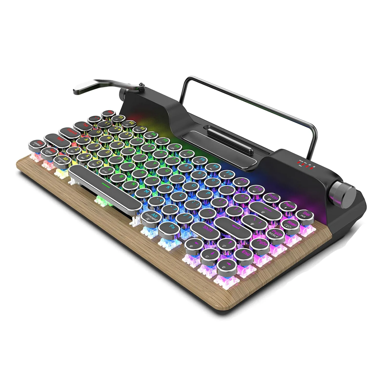 VBESTLIFE Clavier de Jeu Mécanique sans Fil Rétro avec Bluetooth 5.0, 84 Touches, Interrupteurs Bleus, Touchap Rond Punk, Rétro-éclairage RVB, Repos du Poignet