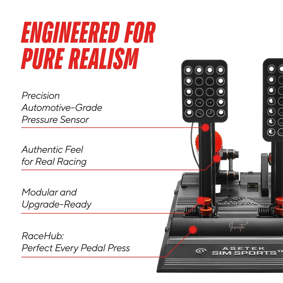 ASETEK Invicta Thorp II Pédales hydrauliques Sim Racing PC
