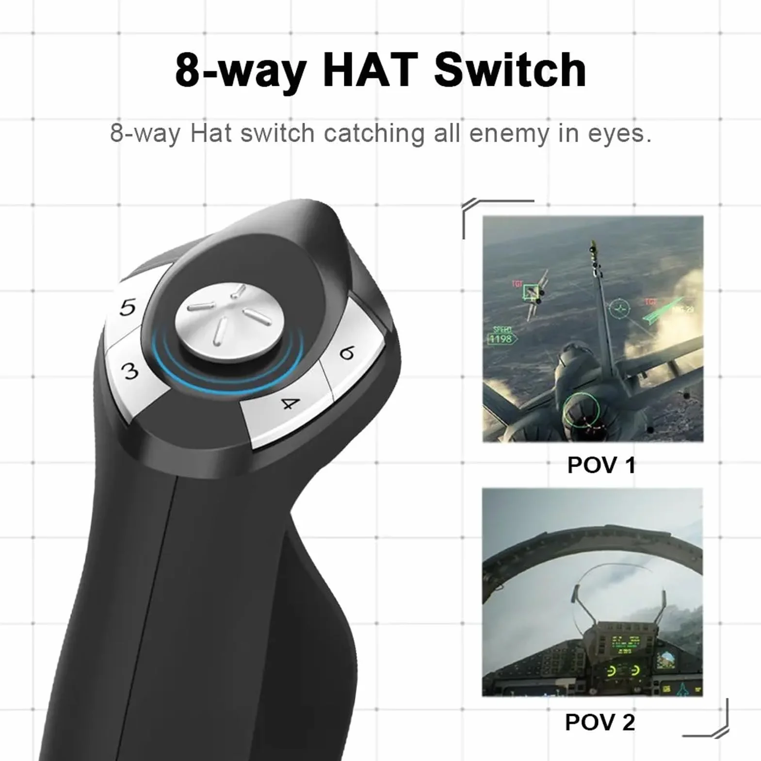 Joystick de Vol, Contrôle du Simulateur de Vol avec Deux Vibrations et Tasses de Succes
