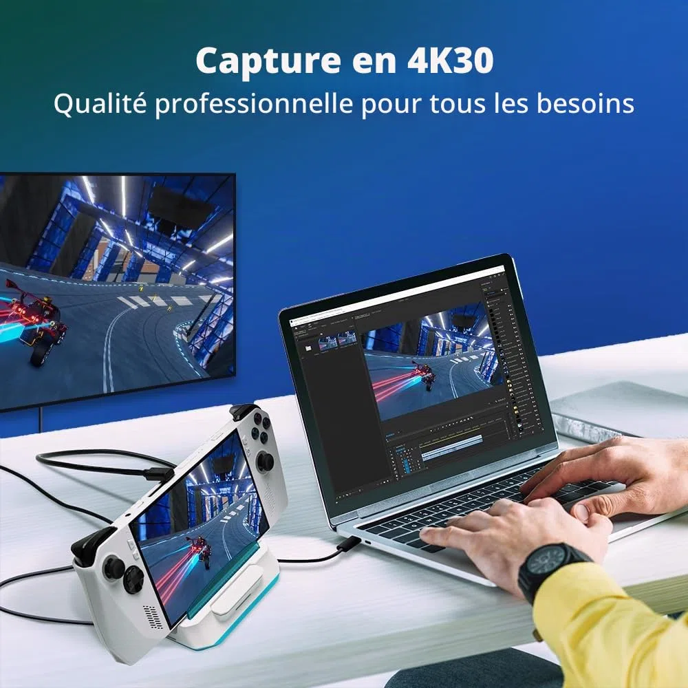 AVerMedia X'TRA GO GC515 HDMI 4K@60Hz, Chargement USB-C, Capture Vidéo pour Steam Deck, ROG Ally, Legion Go, MSI Claw, Switch, iPhone, iPad