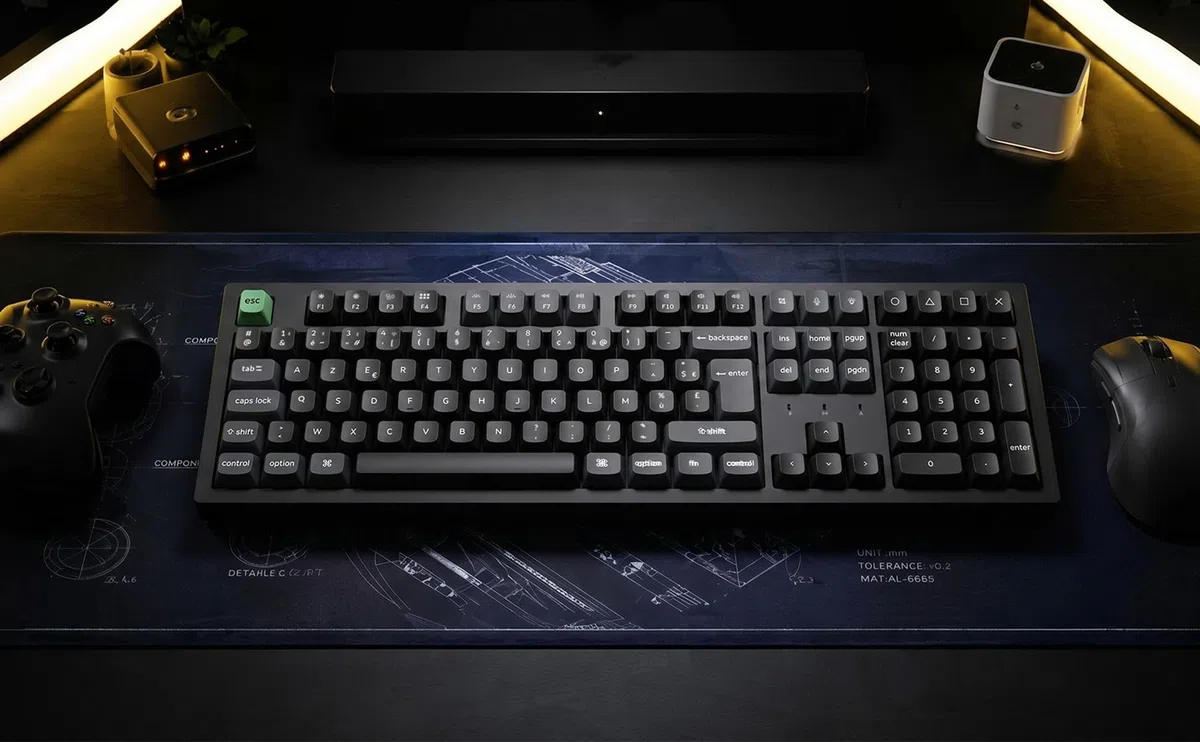 Keychron K10 Ultra 8K Clavier Mécanique sans Fil 100% Layout, 2.4G/Bluetooth/Filaire, Touches PBT OSA, RGB Personnalisable, Switches Rouges Apex Hot-Swap pour Mac/Windows/Linux (Disposition AZERTY)
